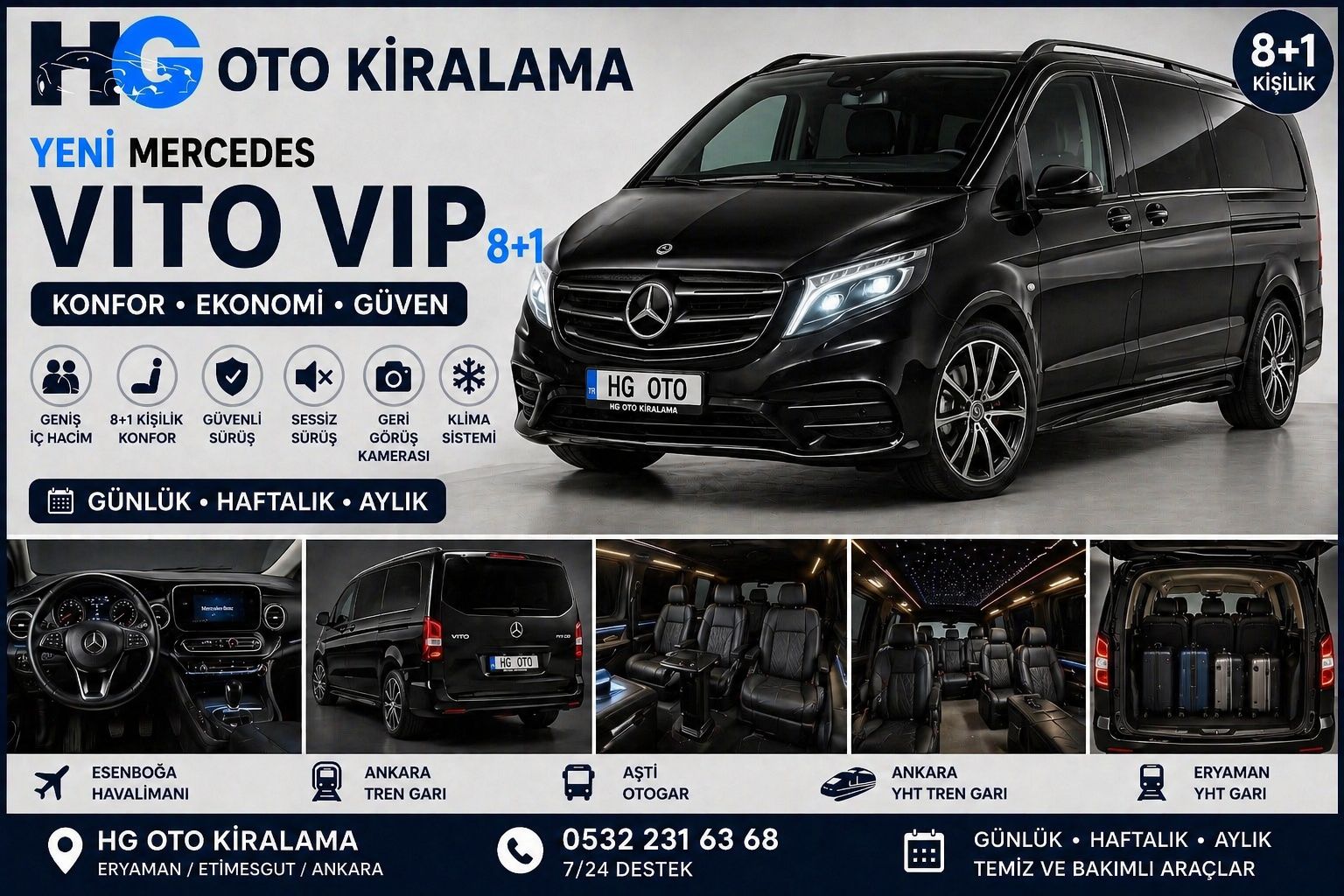 MERCEDES VITO VIP 8+1 kiralama
