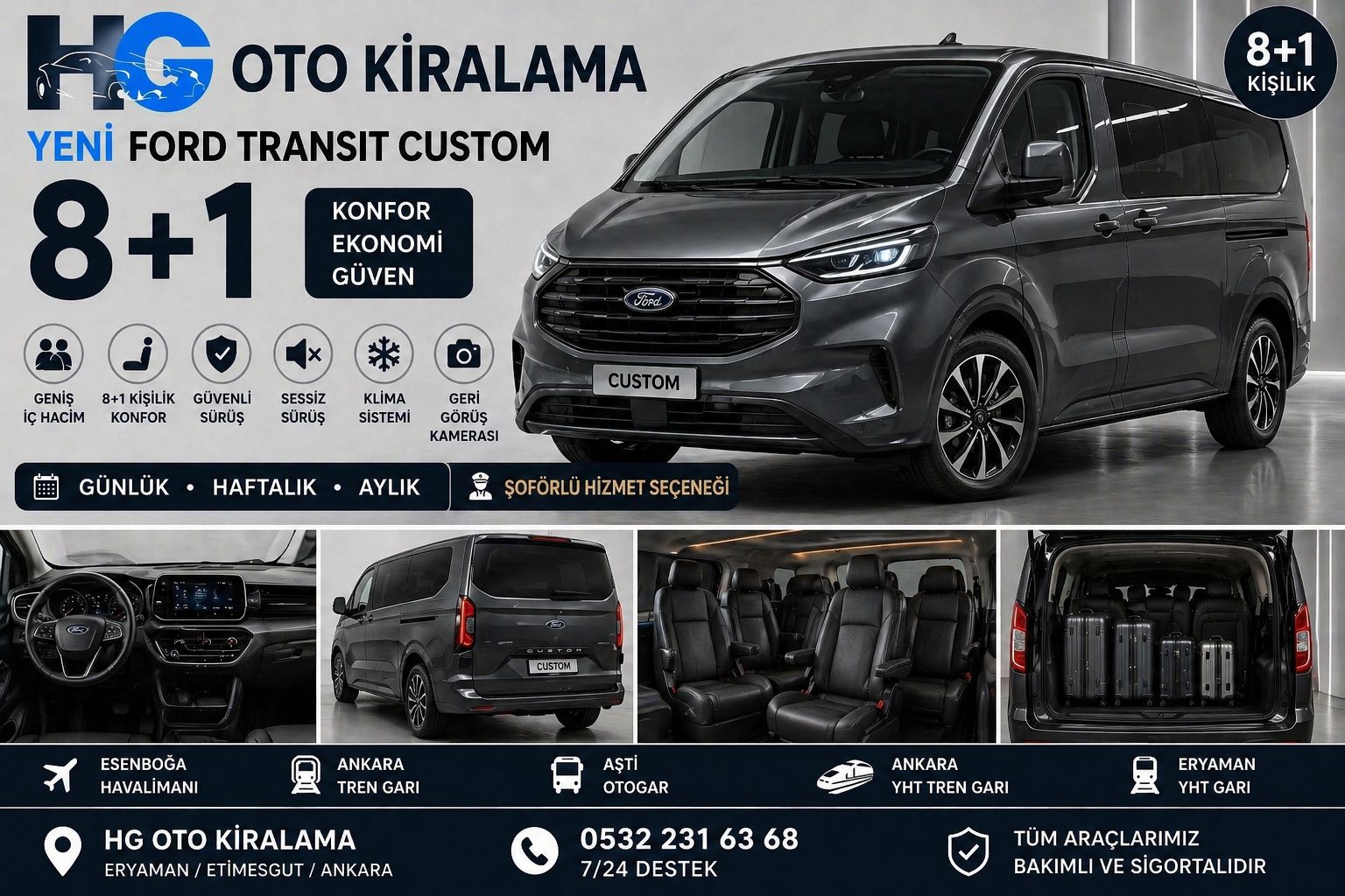Ford Transit Custom 8+1 kiralama